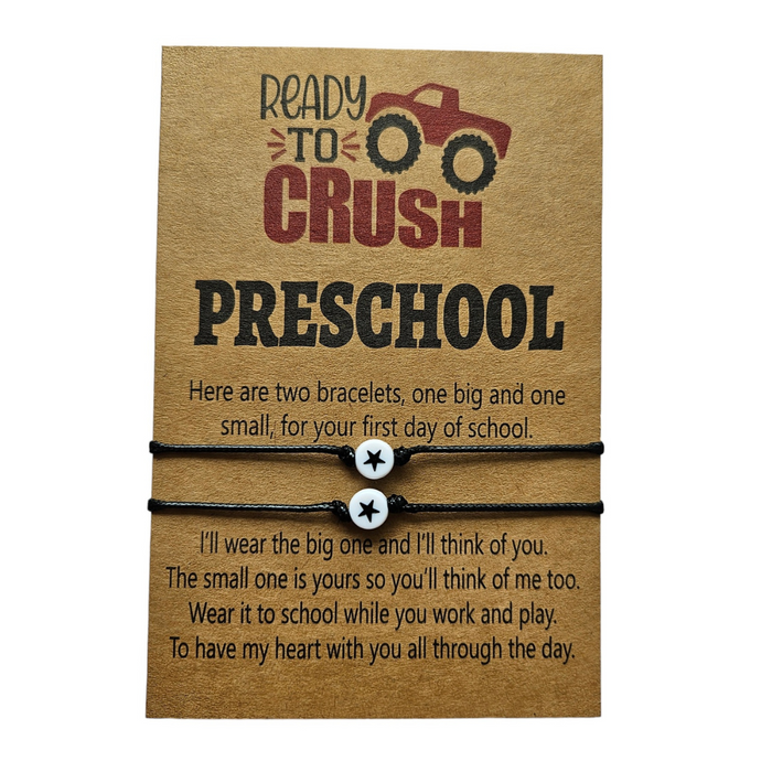 Crush preschool black bracelets with stars and card