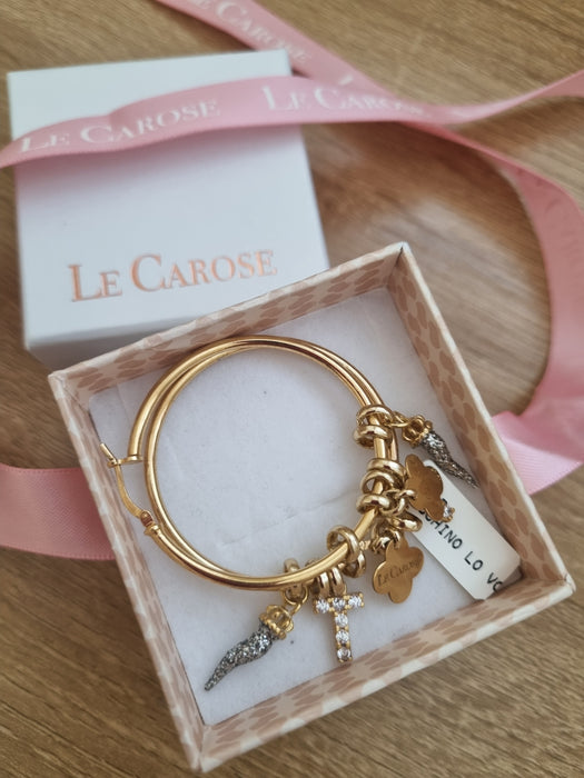 Womens Charm Gold Plated Hoop Earrings - 'Lo Voglio'