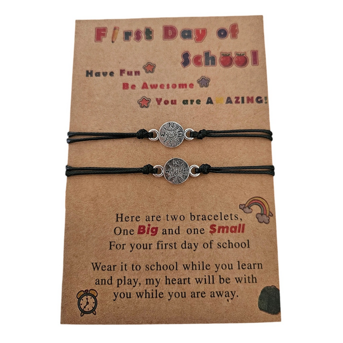 First Day of School Heart Bracelet Set - Black Cardinal