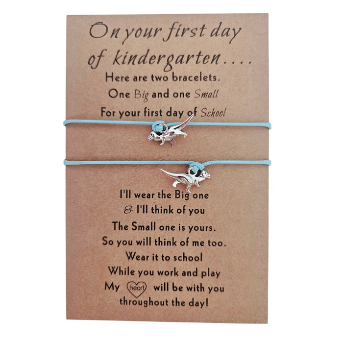 First Day of Kindergarten - Dinosaur Bracelet Set - Blue