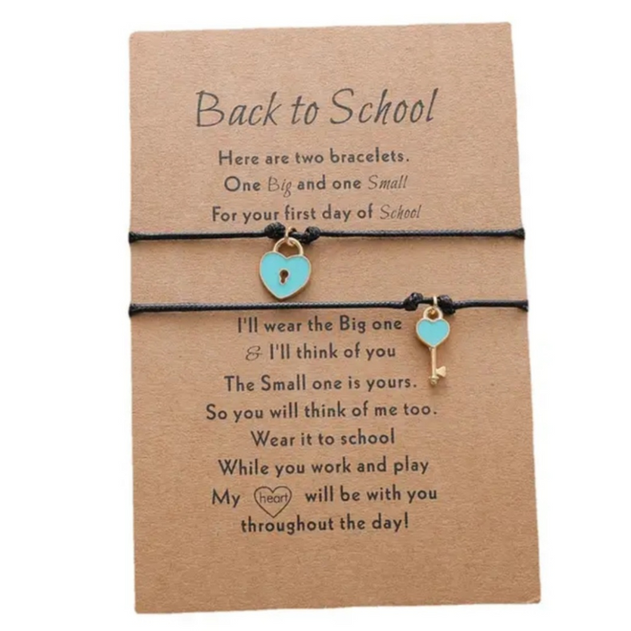 Back to School Lock & Key Bracelet Set - Black