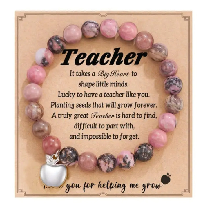 Teacher Bead Bracelet - Dark Pink & Purple