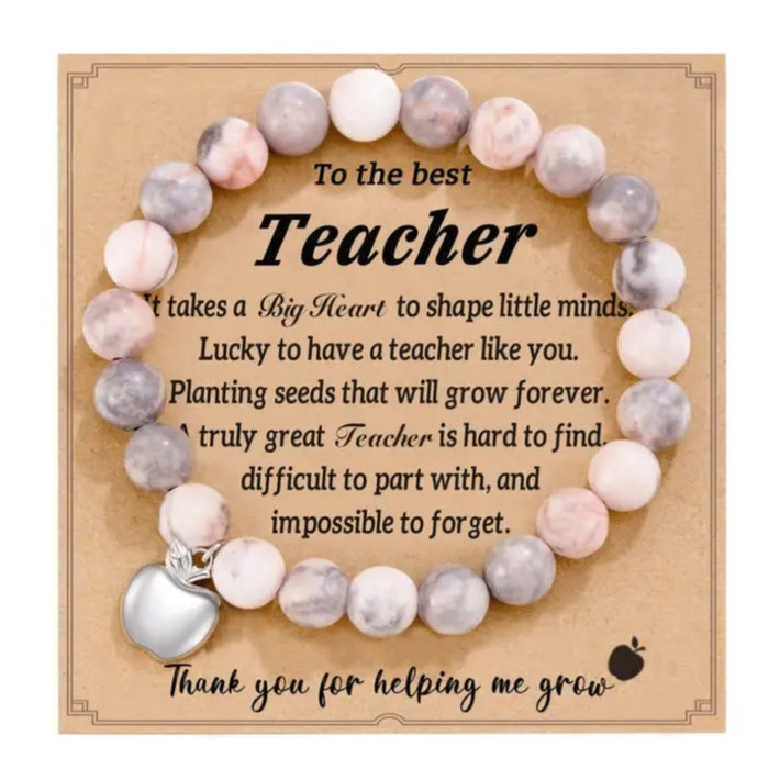 Teacher Bead Bracelet - Light Pink