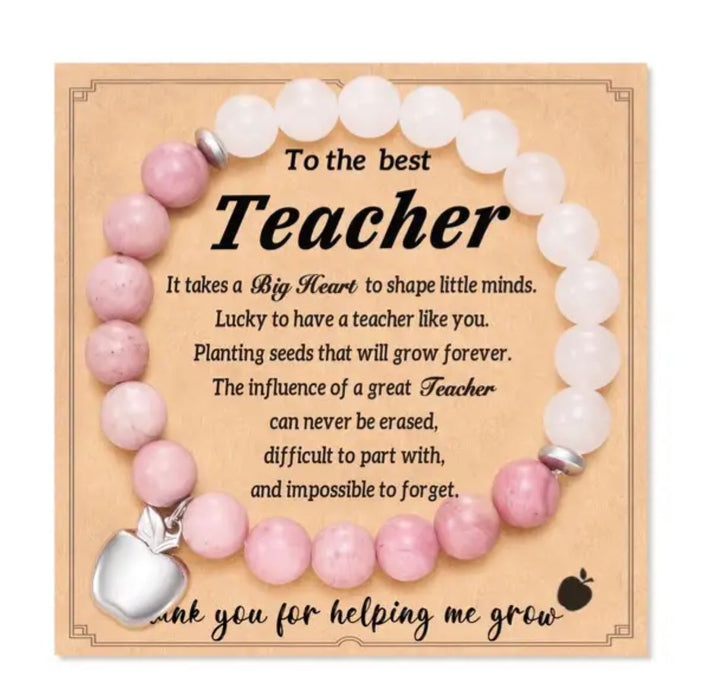 Teacher Bead Bracelet - Light & Dark Pink