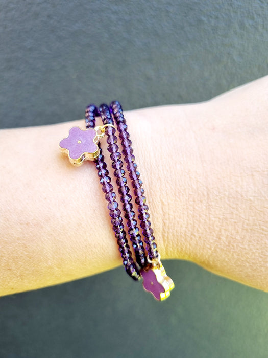 purple bead bracelet stacker