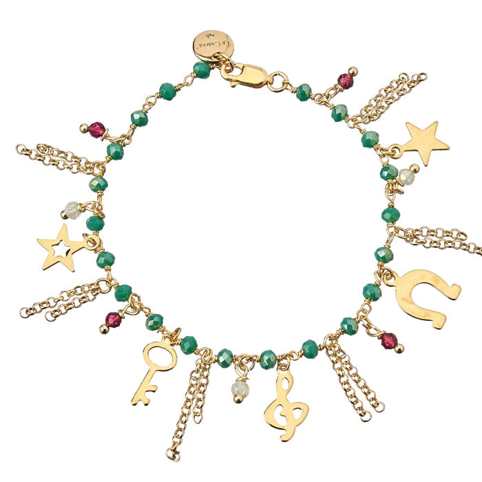 Joie Multi Charm Bracelet - Emerald & Ruby