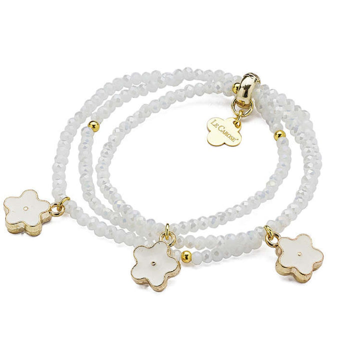 Chamomile Bracelet with Swarovski - White