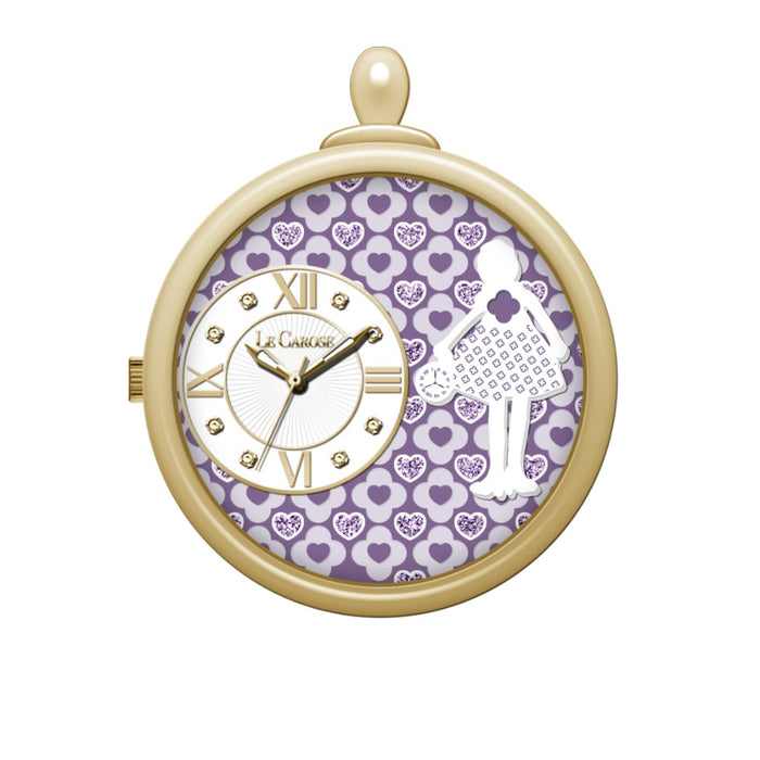 purple clock face and swarovski 