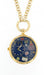 Gold plated necklace with Necklace clock pendant with navy clock face and swarovski 