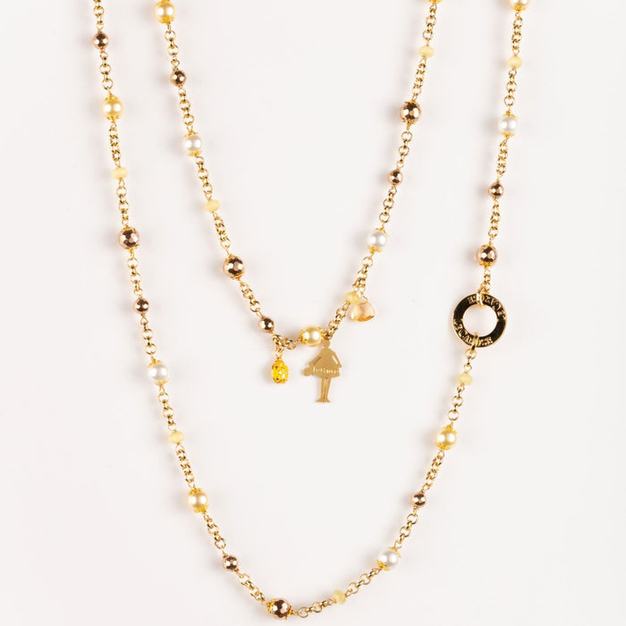 long gold plated necklace with charms