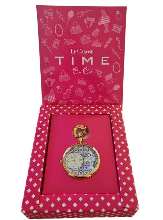 Pink gift box with clock pendant necklace