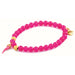 hot pink bead bracelet with italian horn charm