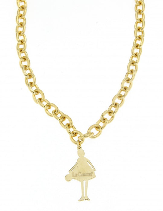 gold plated thick necklace chain with le carose doll