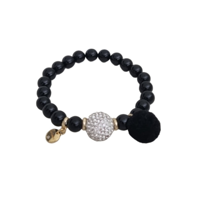 Black Jade Stone & Swarovski Bracelet